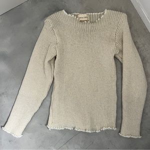 Nonna Lietta Rib Ruffle Wool Sweater / Base Layers